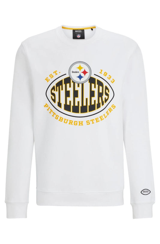 BOSS X NFL Pittsburgh Steelers Crewneck Sweatshirt White Regular Fit - Size M