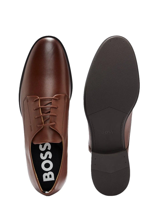 HUGO BOSS Colby Leather Derby Shoes in Brown Dress Shoes - Size 6.5 / 40
