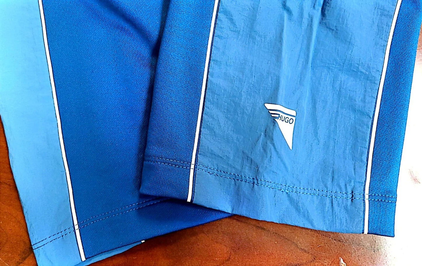 HUGO BOSS Active Tracksuit Bottoms Jogger Pants with Logo Blue Panels - Size M