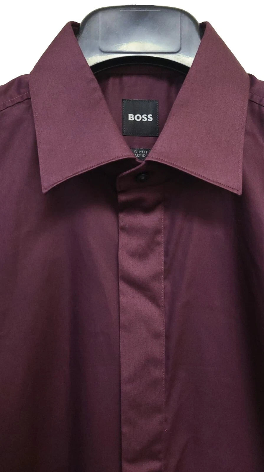 BOSS HANK Slim-Fit Dress Shirt Easy-Iron Stretch Cotton Poplin - Size 15.5 / 39
