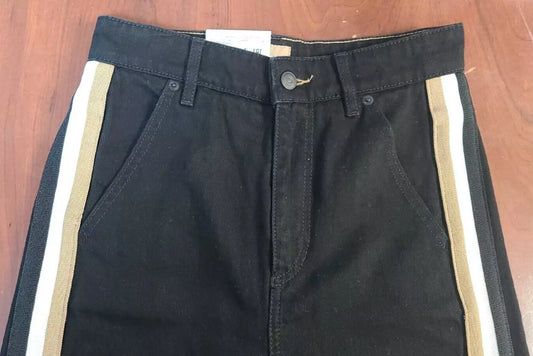 $278 - BOSS Wide Leg Regular Fit Jeans Signature Stripe in Black Denim - Size 27