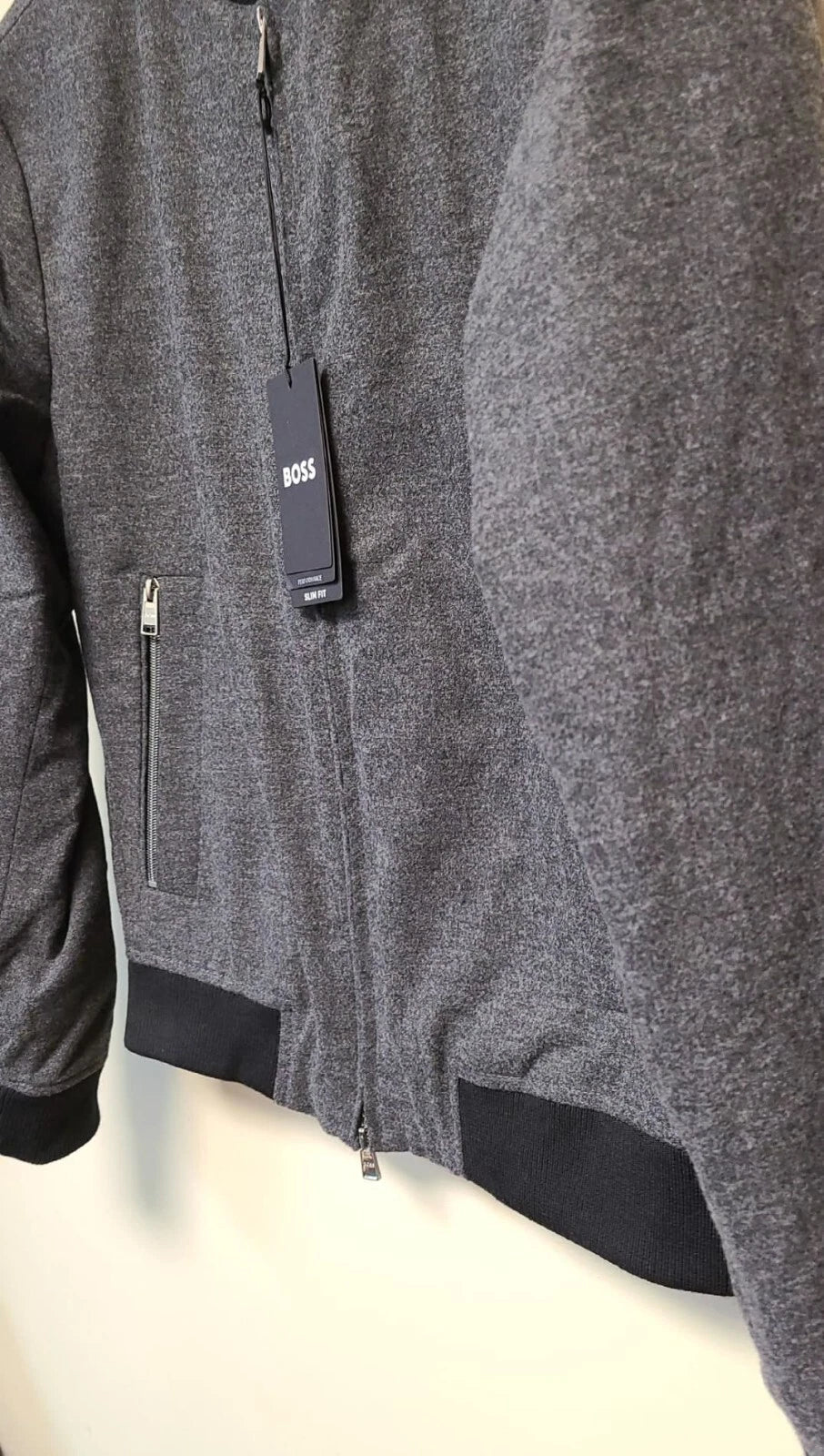 $595 - Boss Slim-Fit Bomber Jacket Performance Stretch Wool Blend - Size 38R