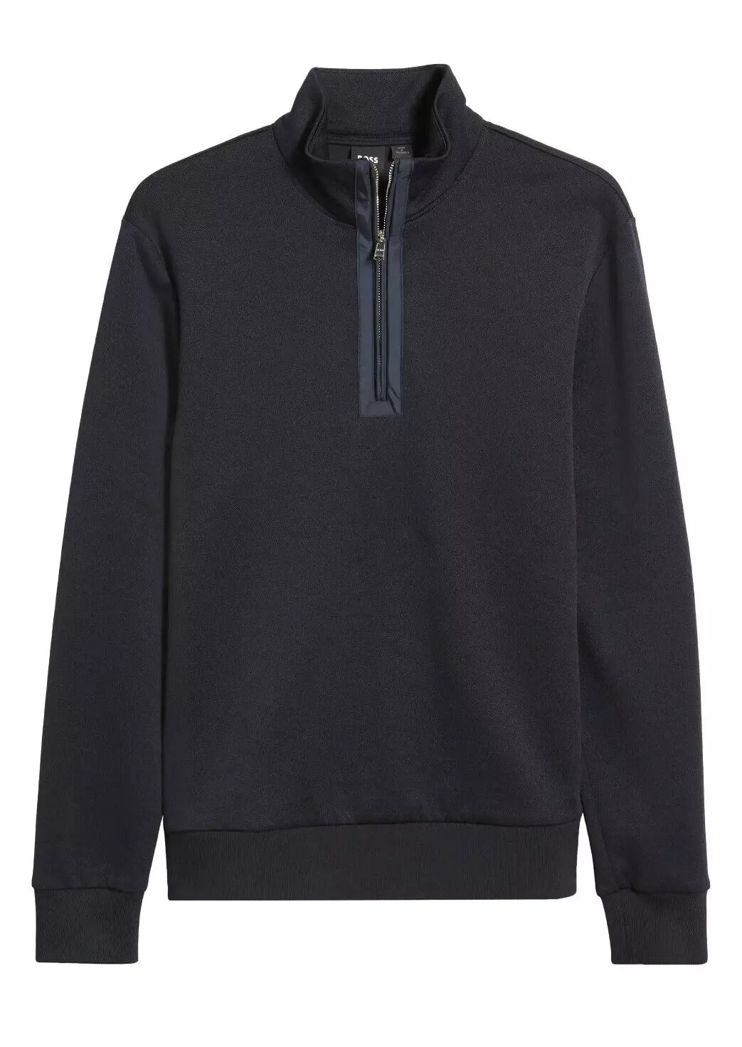BOSS Sidney Zip-Neck Sweatshirt Sweater in Micro Structured Dark Blue - Size M