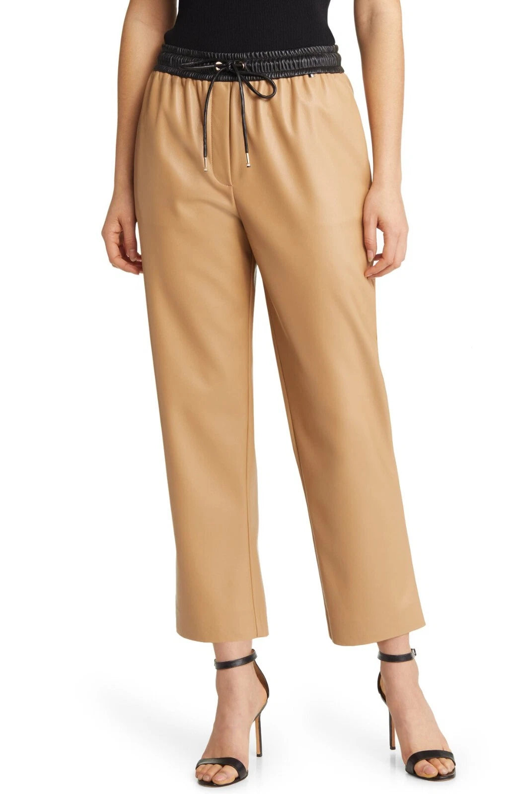 HUGO BOSS Tarona Faux Leather Drawstring Pants Iconic Camel - Size 4 /26