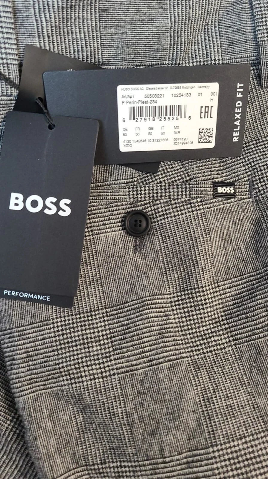 BOSS Relaxed Fit Pants in Performance Stretch Tech Flanell - Size 34R