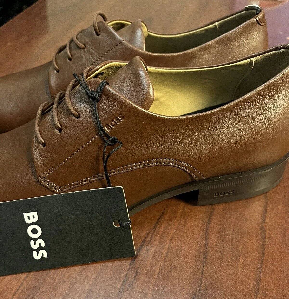 HUGO BOSS Colby Leather Derby Shoes in Brown Dress Shoes - Size 6.5 / 40