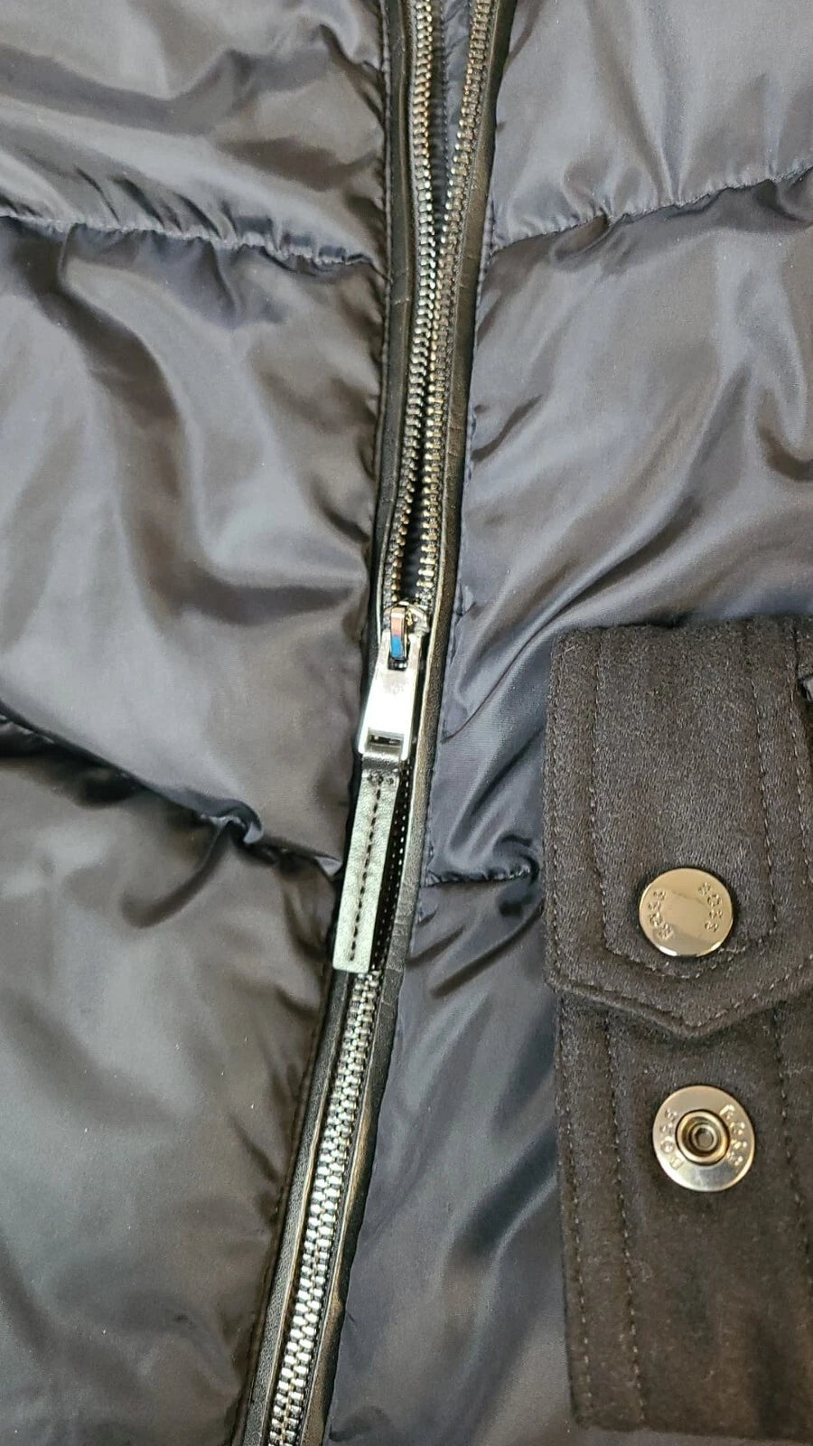 $645 - BOSS Premium Duck Down Jacket Leather Trims Water Repellent - Size 38R