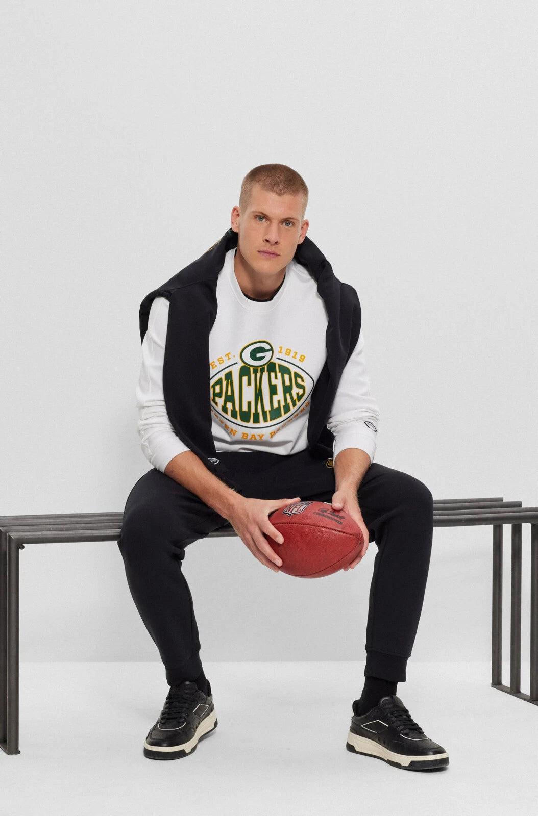 BOSS X NFL Green Bay Packers Crewneck Sweatshirt Regular Fit in White - Size L