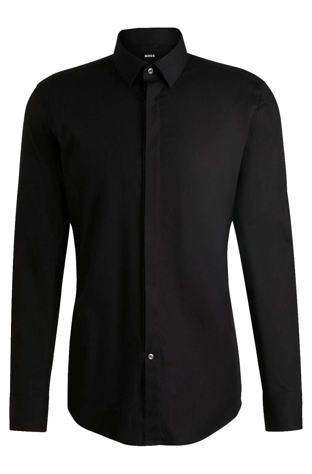 BOSS Slim Fit Black Party Dress Shirt Easy Iron Stretch Cotton - Size 15.7 / 40