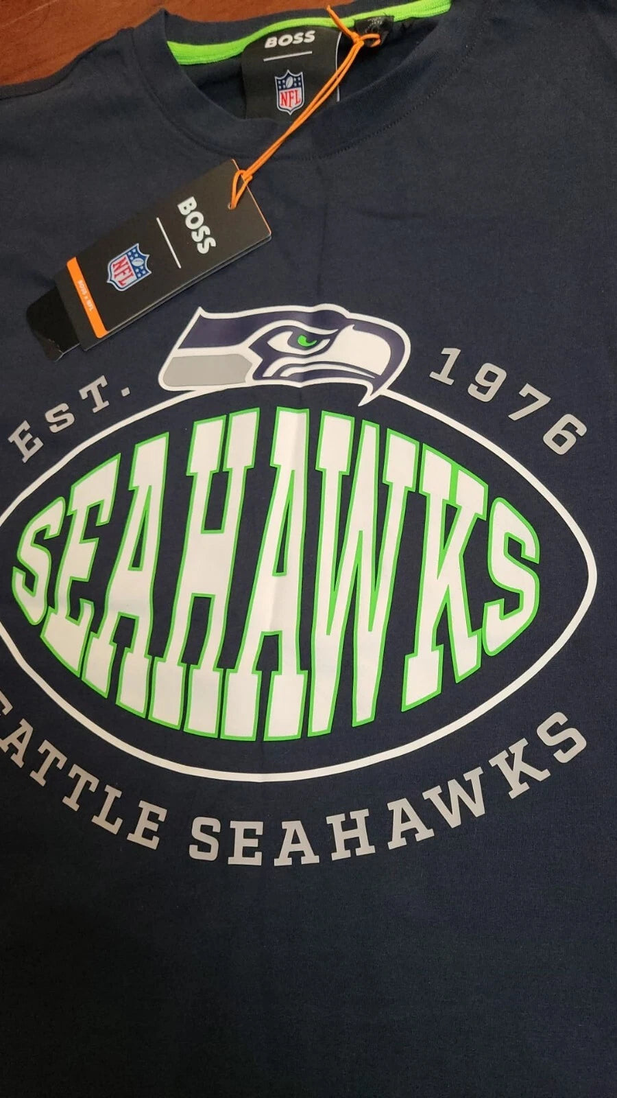 BOSS X NFL Seattle Seahawks Cotton T-Shirt with Collaborative Branding - Size M