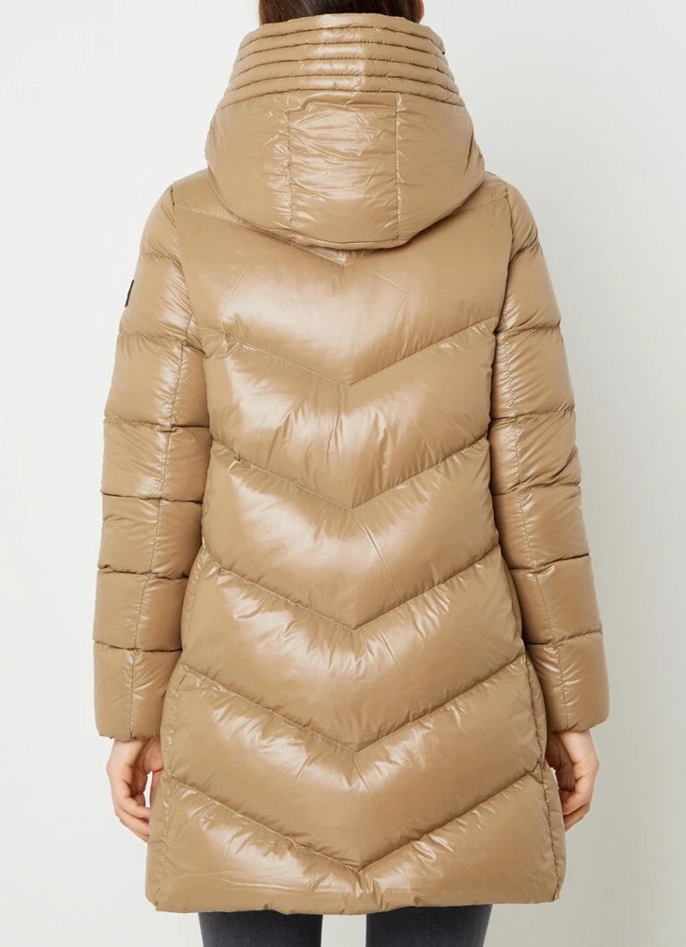 $595 - BOSS Petrana Real Down Quilted Long Jacket Parka with Hood - Size 4 / 26