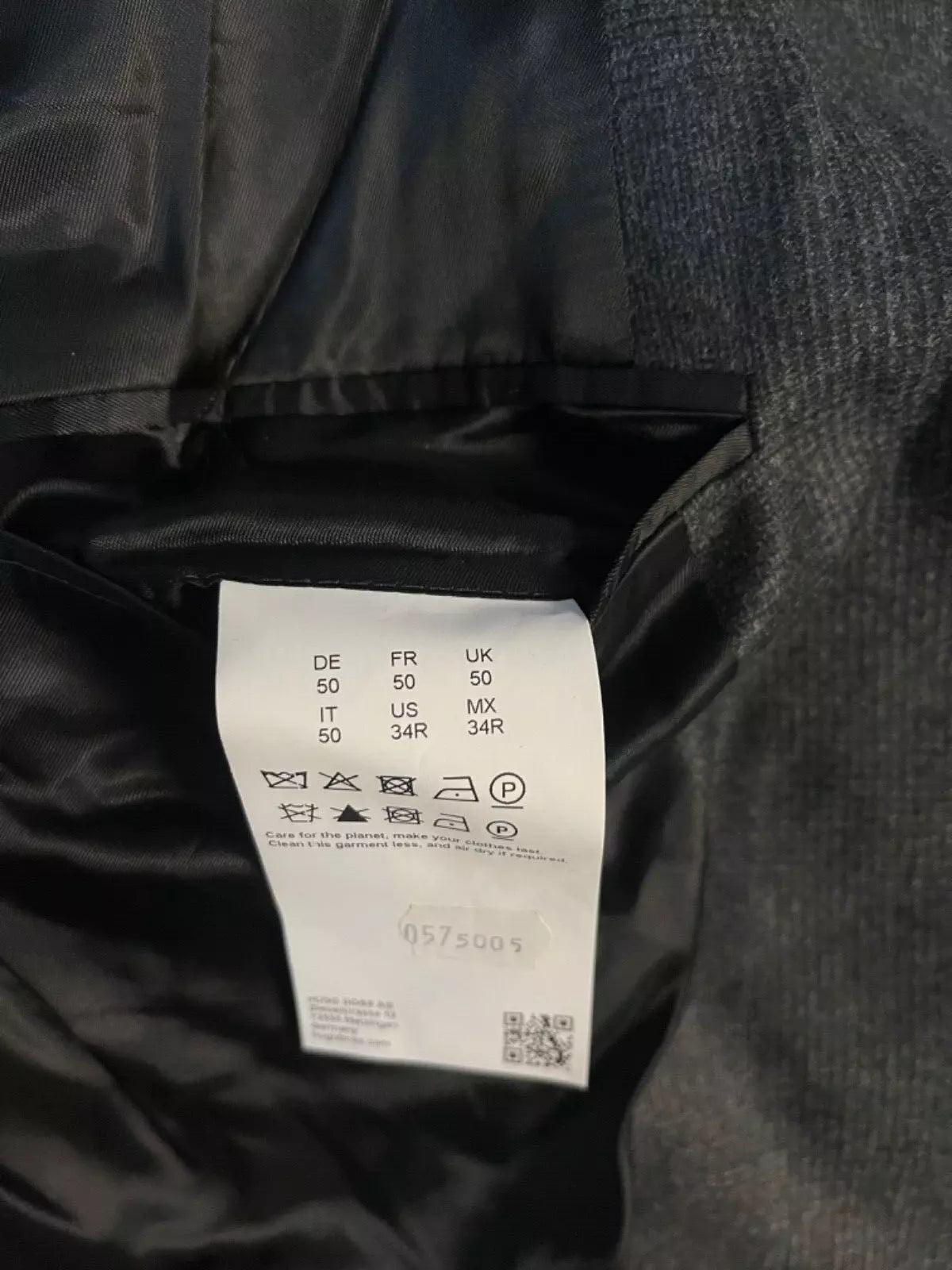 BOSS Double-Breasted Suit Jacket Virgin Wool Micro Pattern Relaxed Fit - 34R