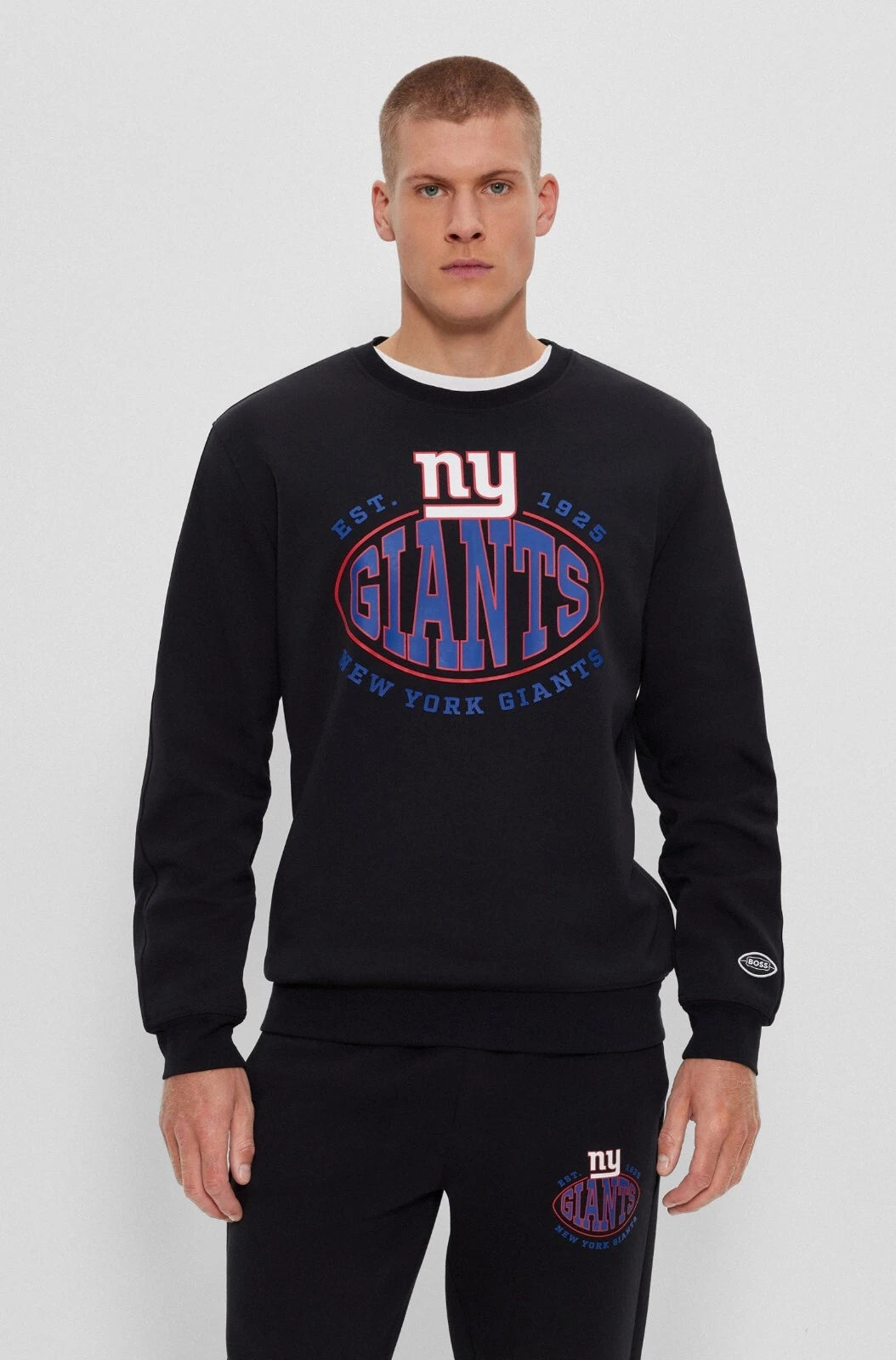 BOSS X NFL Sport NY Giants Crewneck Sweatshirt in Black Comfort Stretch - Size M