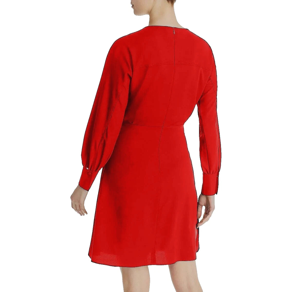 BOSS Danbena Flare Red Dress Cutout Front Chest Knee Fit - Size 4 / 26
