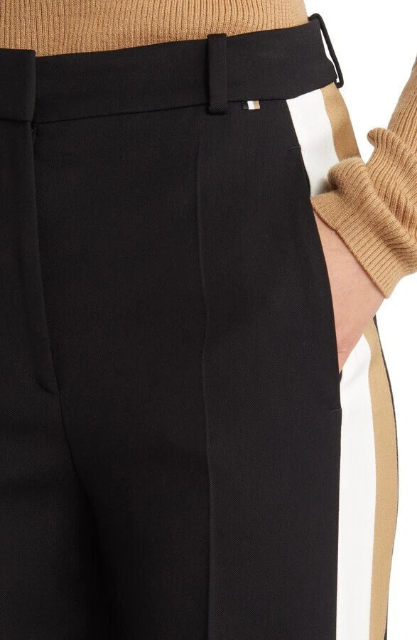 BOSS Women Wool Pants with Signature Stripe - Regular Fit - Size 4 / 26