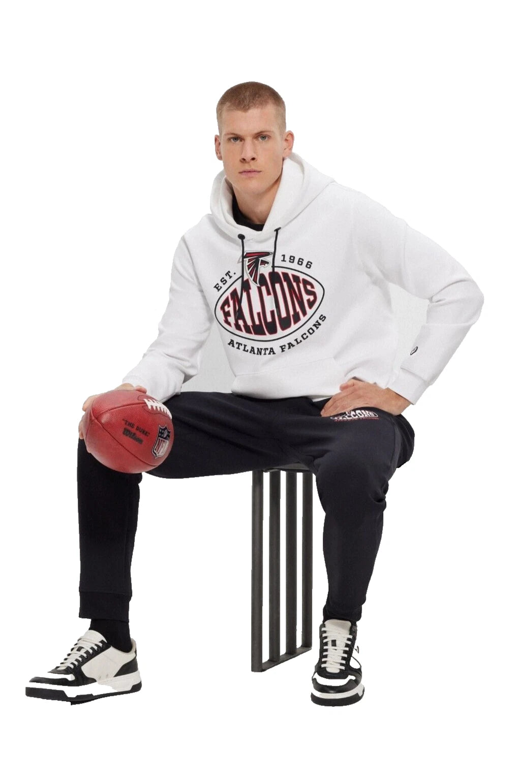 BOSS X NFL Atlanta Falcons Hoodie Sweatshirt Regular Fit in White - Size M