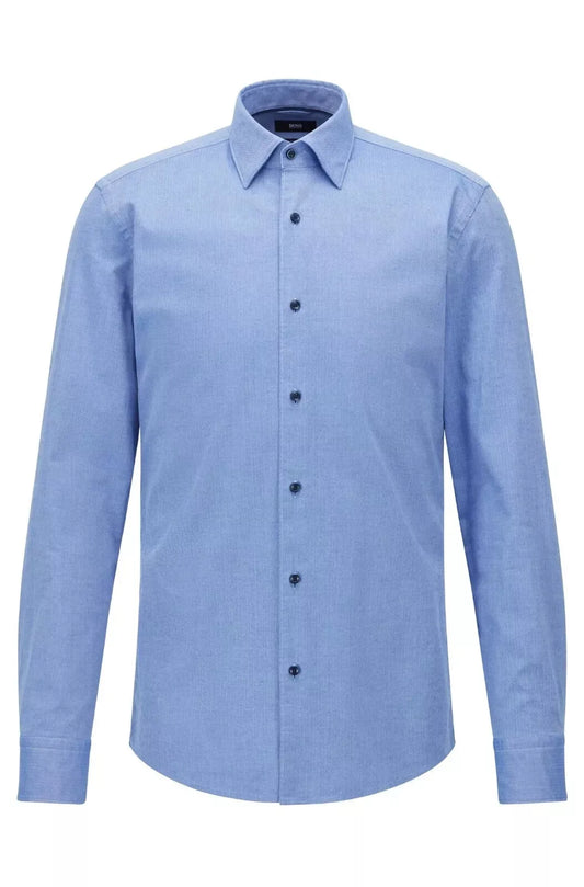 HUGO BOSS Herringbone Dress Shirt Slim Fit Soft Stretch Cotton - Size 15.5 / 39