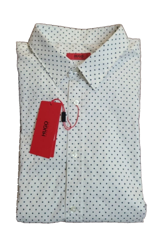 HUGO BOSS Elisha Extra Slim-Fit Dress Shirt in Printed Cotton Poplin - Size XXL