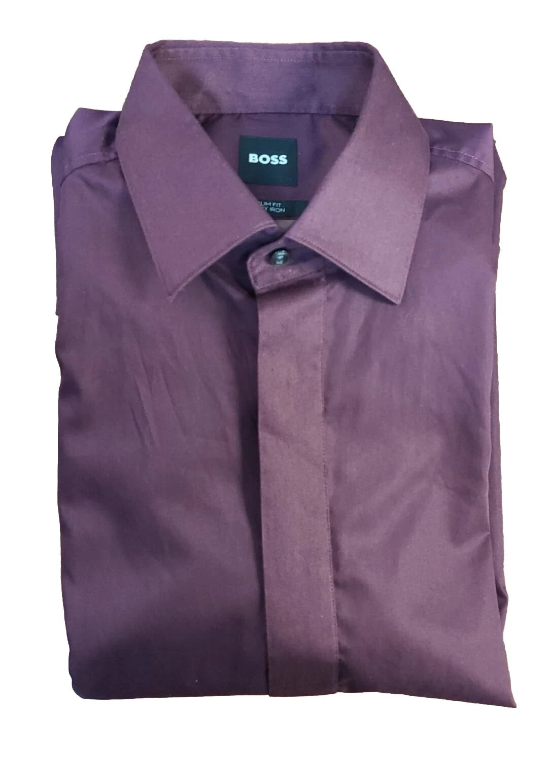 BOSS HANK Slim-Fit Dress Shirt Easy-Iron Stretch Cotton Poplin - Size 15.5 / 39