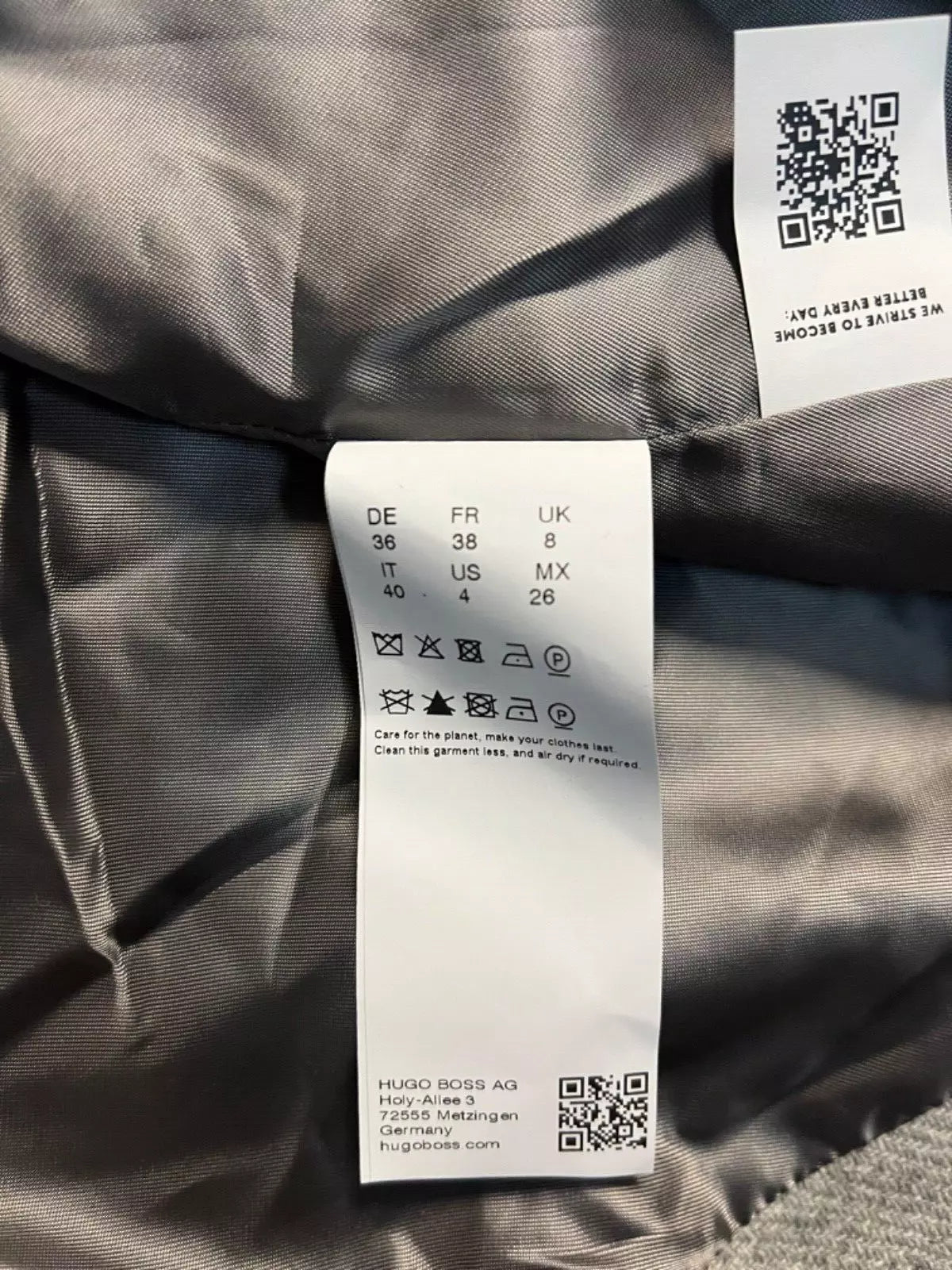 $895 - BOSS Luxury Coat in Wool with Cashmere Oversize Fit Silver - Size 4 / 26