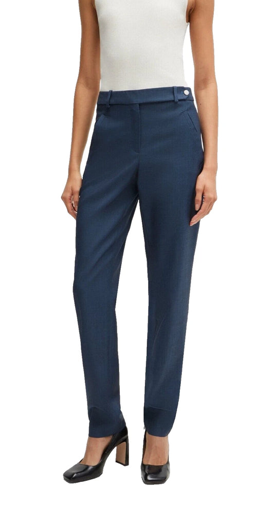 BOSS Women Tanuri Dress Pants Virgin Wool Relaxed Fit Light Blue - Size 4 / 26