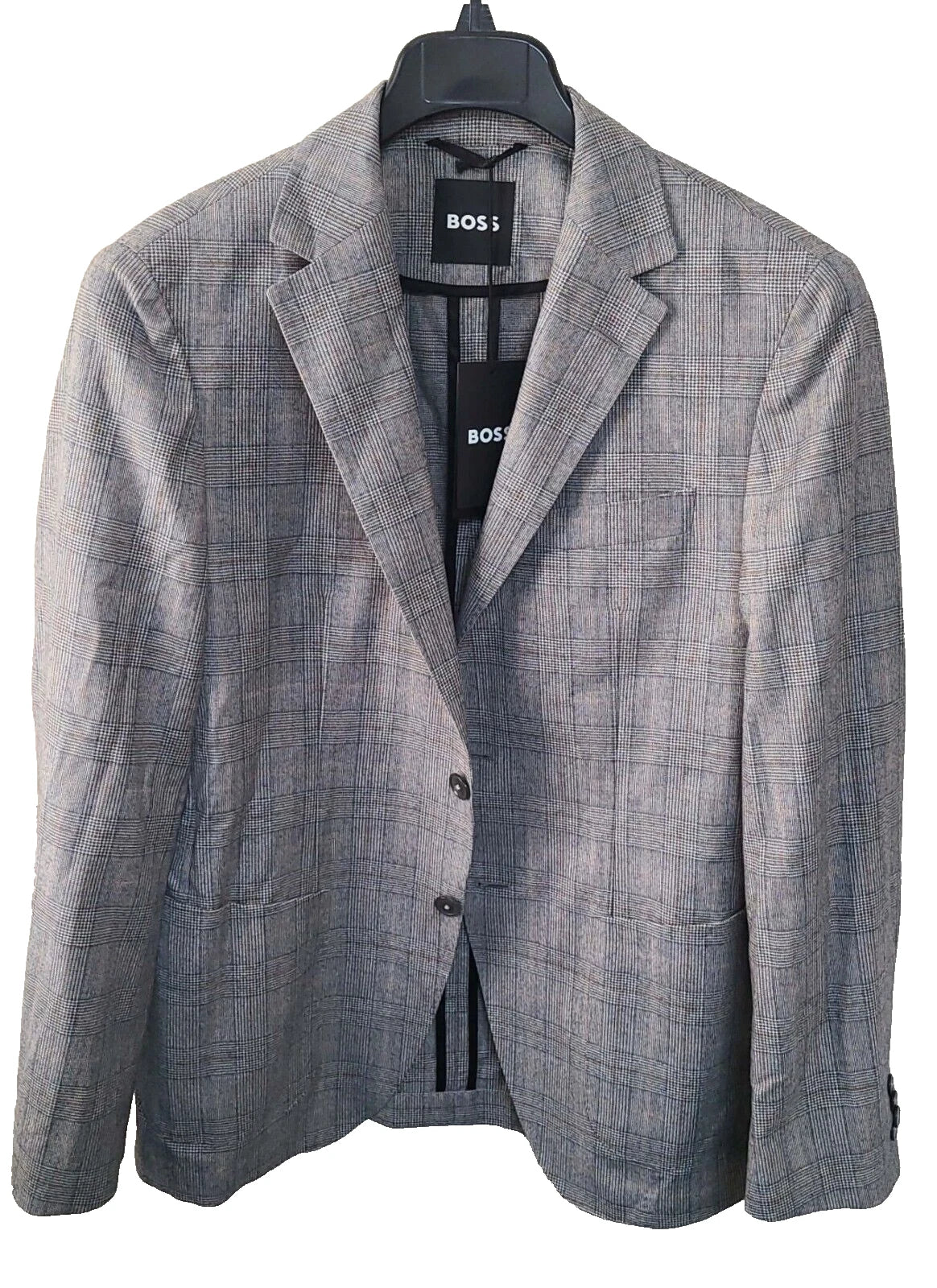 BOSS Regular Fit Jacket Checked Virgin Wool Sport Coat Italian Fabric - Size 38R