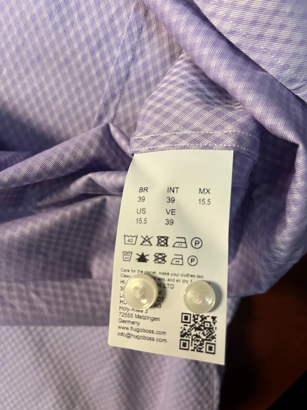 BOSS Hank Dress Shirt in Stretch Cotton Easy Iron Slim Fit Lavender - 15.5 / 39