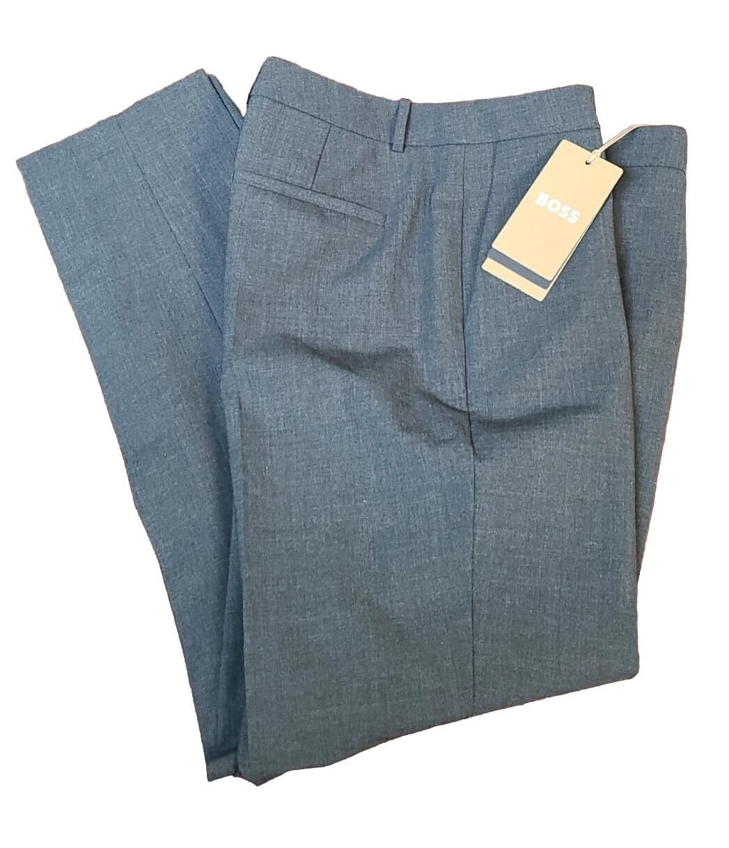 BOSS Women Cropped Dress Pants Trousers Stretch Virgin Wool Regular - Size 4 /26