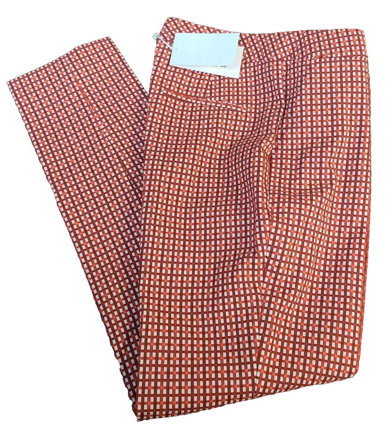 $850 - HUGO BOSS Women 2-Piece Suit with Pants in Red Houndstooth - Size 4 /26