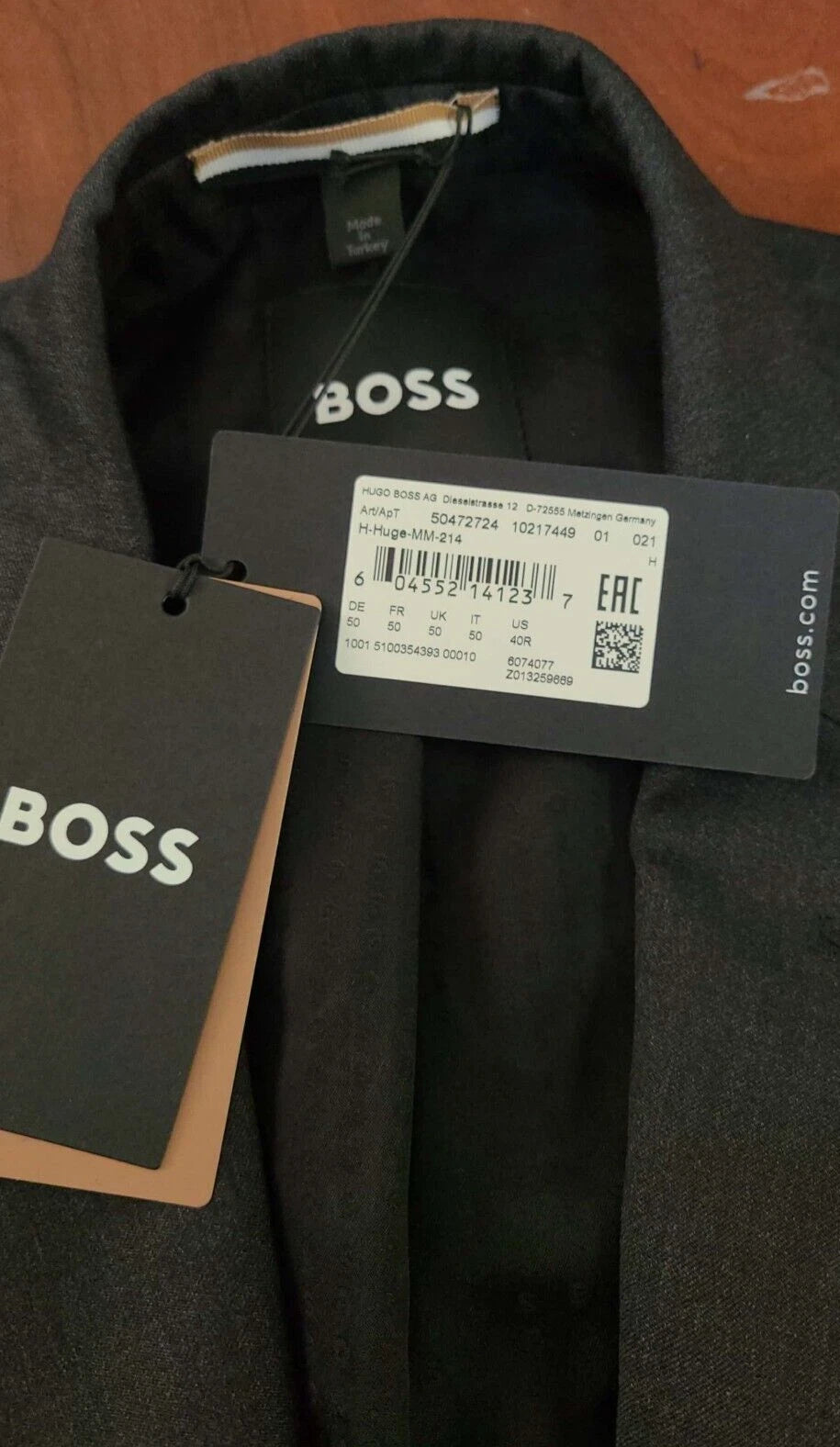 $645 - BOSS Slim Fit Suit Jacket Stretch Wool Reda Italian Fabric - Size 40R