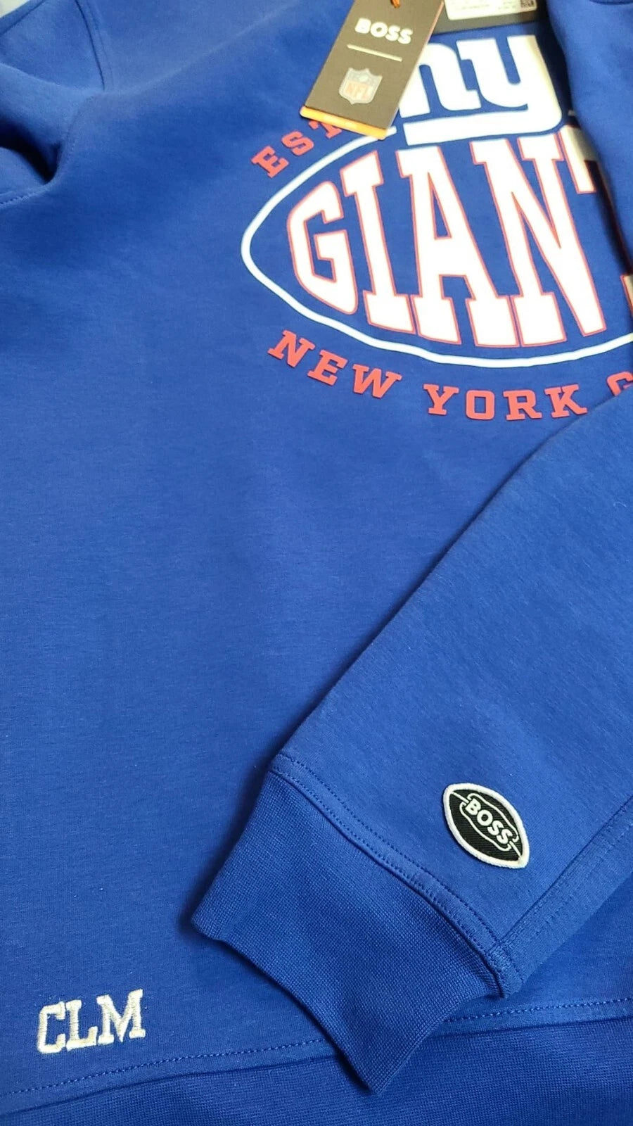 BOSS X NFL Sport NY Giants Crewneck Sweatshirt Comfort Stretch Blue - Size M