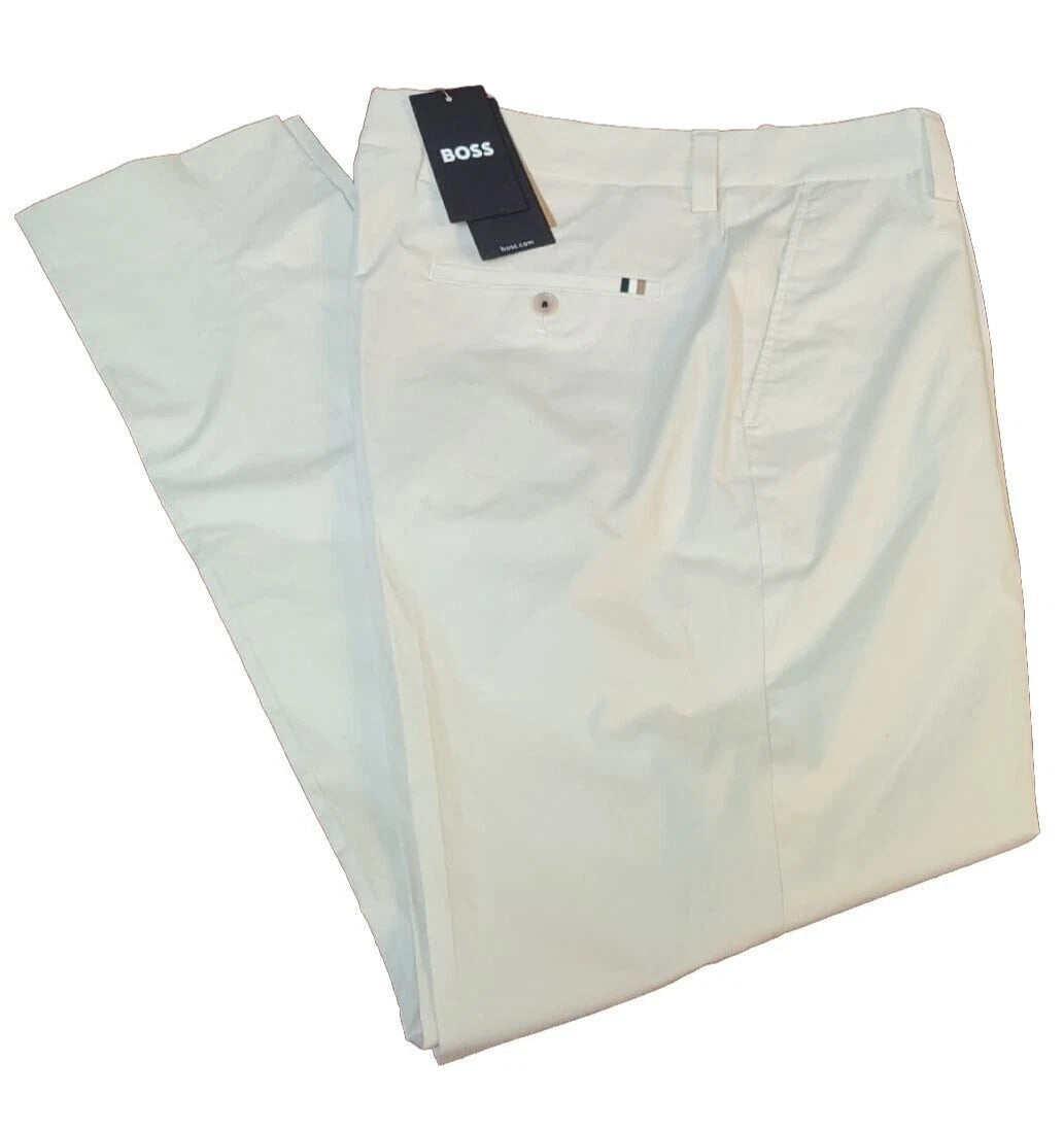 BOSS Perin Casual Pleat Front Pants in Stretch Cotton - Relaxed Fit - Size 34