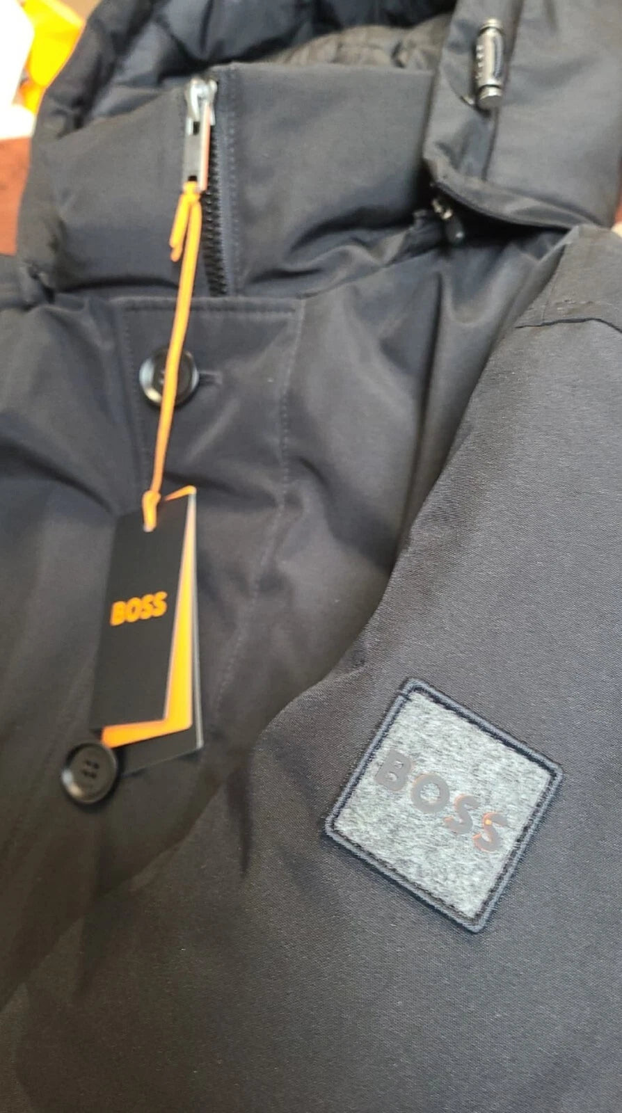 $445 - BOSS Relaxed Fit Jacket Water Repellent Parka w Removable Hood - Size 38R