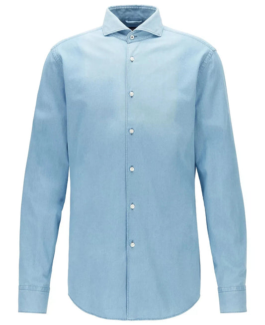 HUGO BOSS Jemerson Softline Cotton Dress Shirt in Open Blue Slim Fit - 15.5 /39