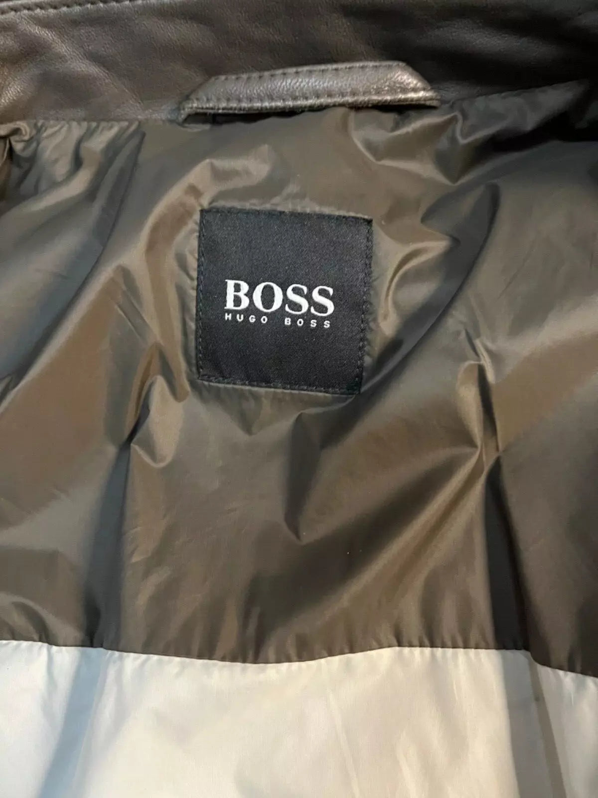 $645 - HUGO BOSS Gonel Leather Flight Jacket Ribbed Trims Regular Fit - Size 38R