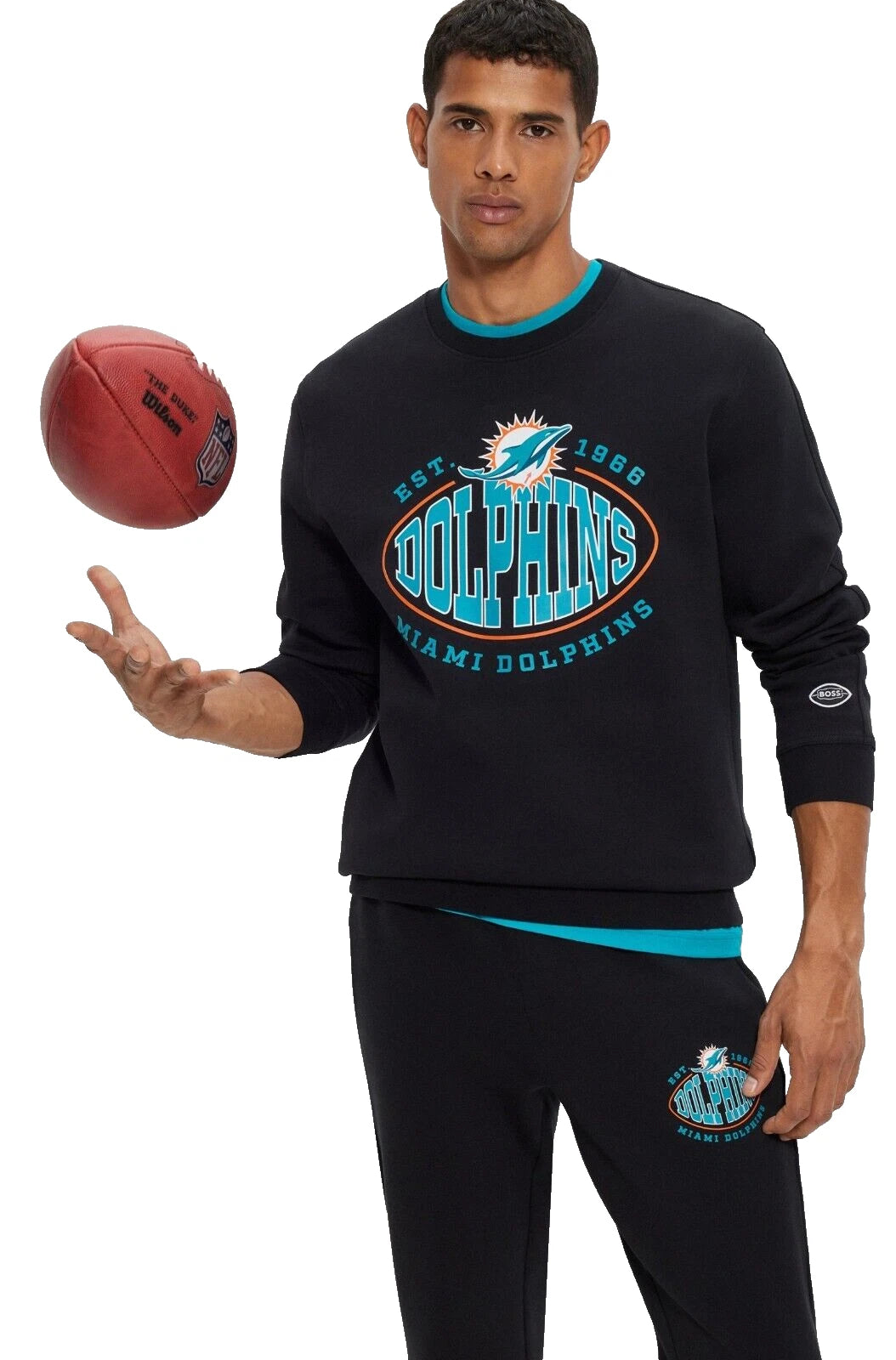 BOSS X NFL Sport Miami Dolphins Crewneck Sweatshirt Comfort Stretch - Size M