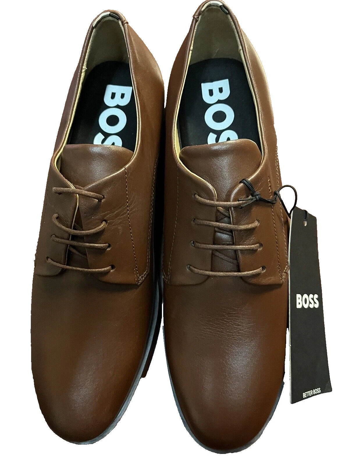 HUGO BOSS Colby Leather Derby Shoes in Brown Dress Shoes - Size 6.5 / 40
