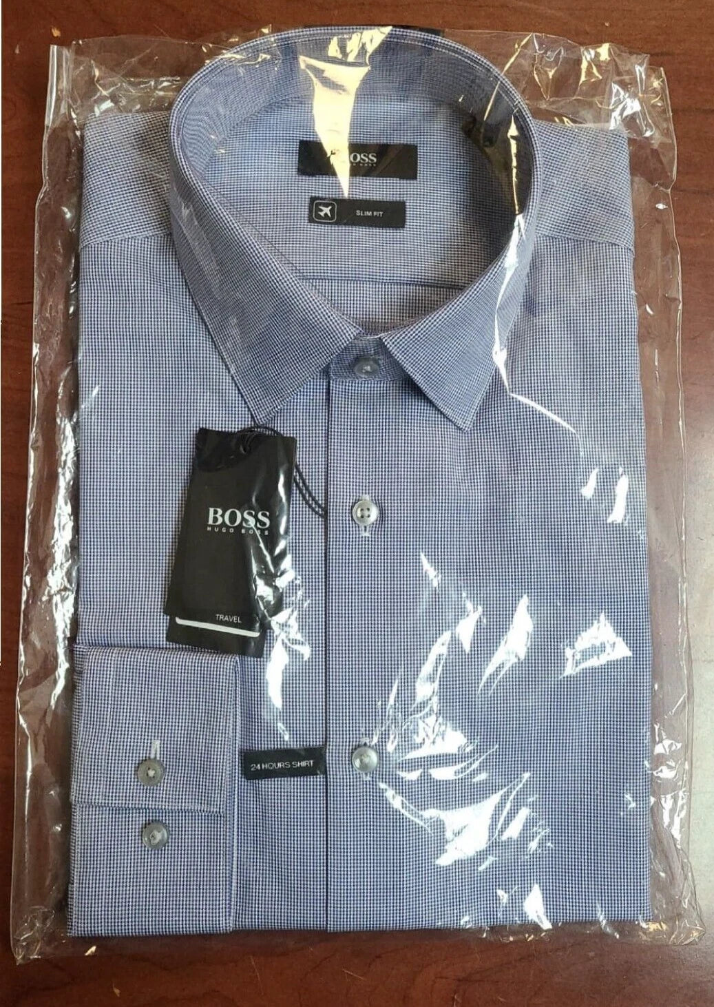 HUGO BOSS Isko Cotton Dress Shirt Travel Line Collection Slim - Size 15.5 / 39