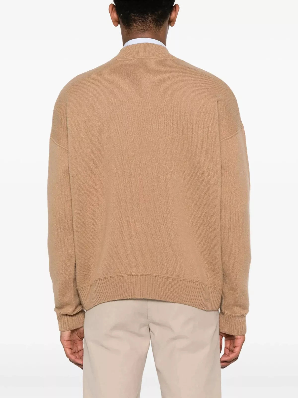 BOSS Mock Neckline Sweater Embroidered Logo in Virgin Wool Relaxed Fit - Size M