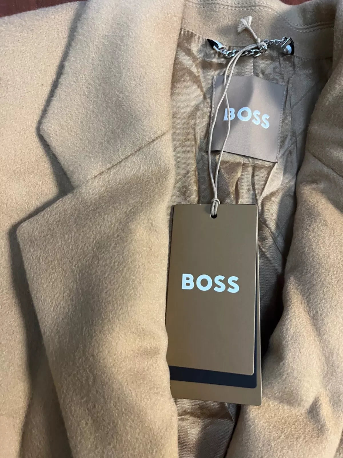 BOSS Women Formal Coat in Wool and Cashmere Beige Slim Fit -  Size 4 / 26