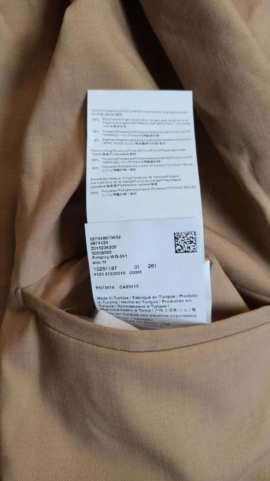 $595 - BOSS Hanry Performance Blazer Jacket in Stretch Tech Wool Slim Fit - 38R