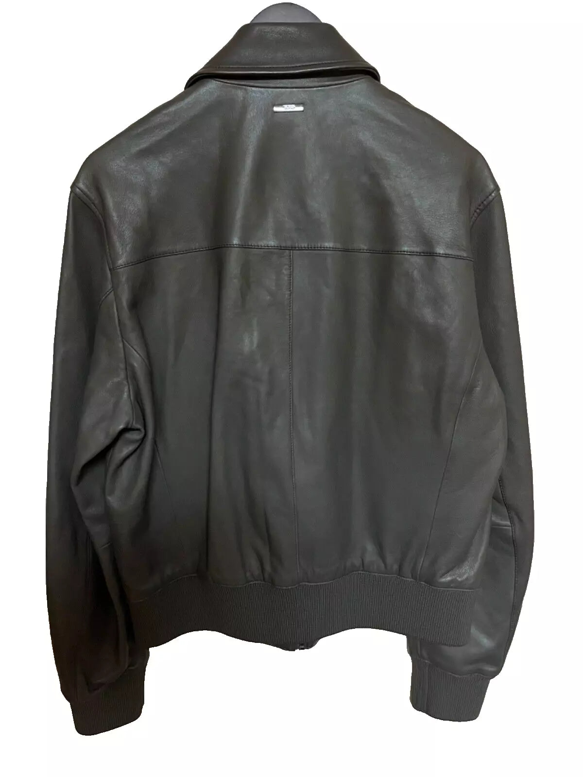 $645 - HUGO BOSS Gonel Leather Flight Jacket Ribbed Trims Regular Fit - Size 38R
