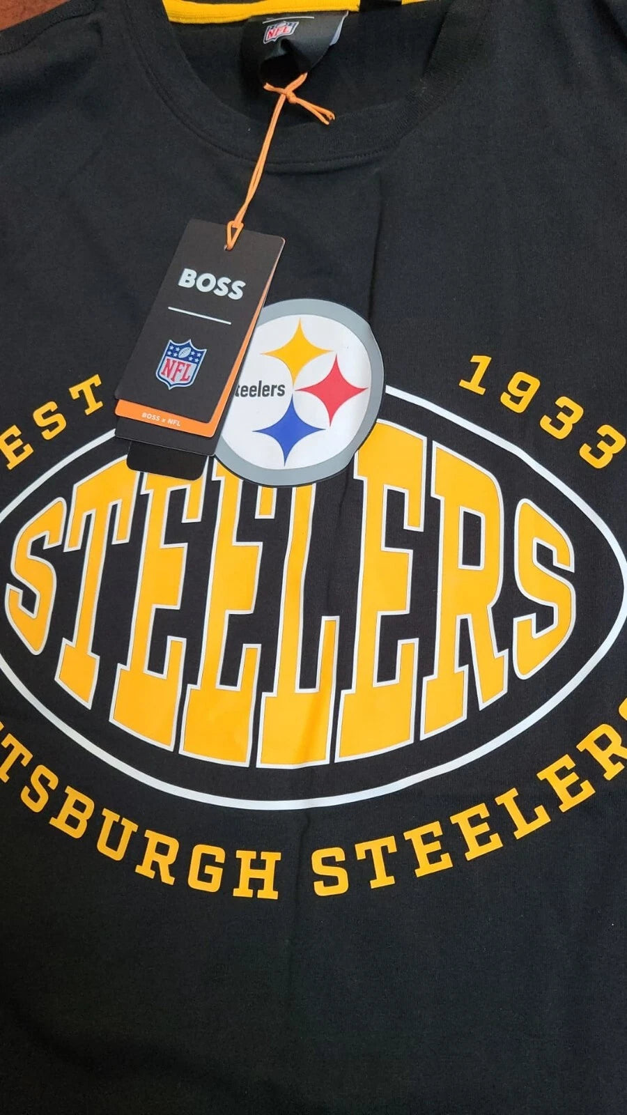 BOSS X NFL Pittsburgh Steelers  Cotton T-Shirt w Collaborative Branding - Size M