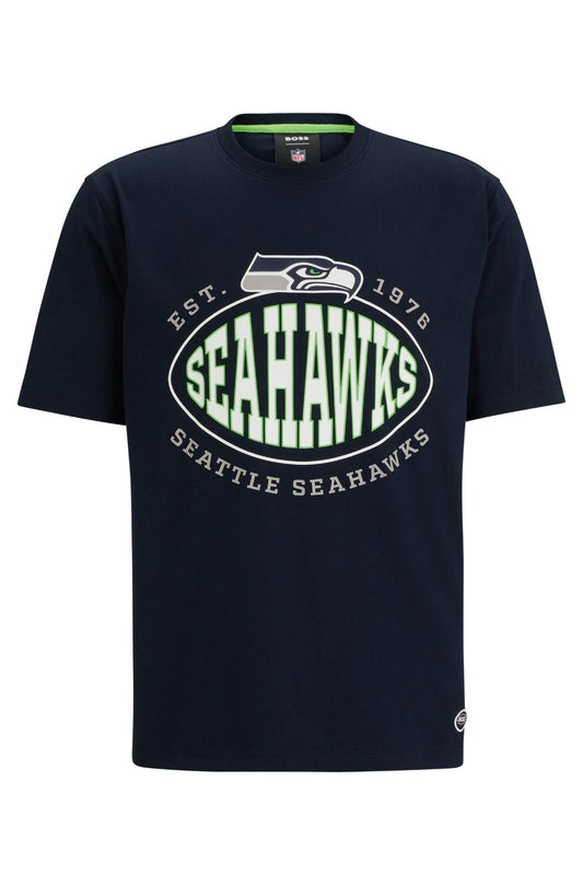 BOSS X NFL Seattle Seahawks Cotton T-Shirt with Collaborative Branding - Size M