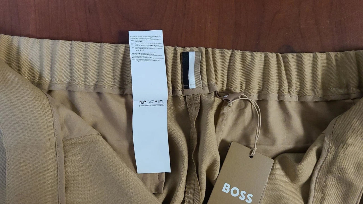 BOSS Relaxed Fit Formal Pants Trousers in Stretch Wool Blend - Size 14