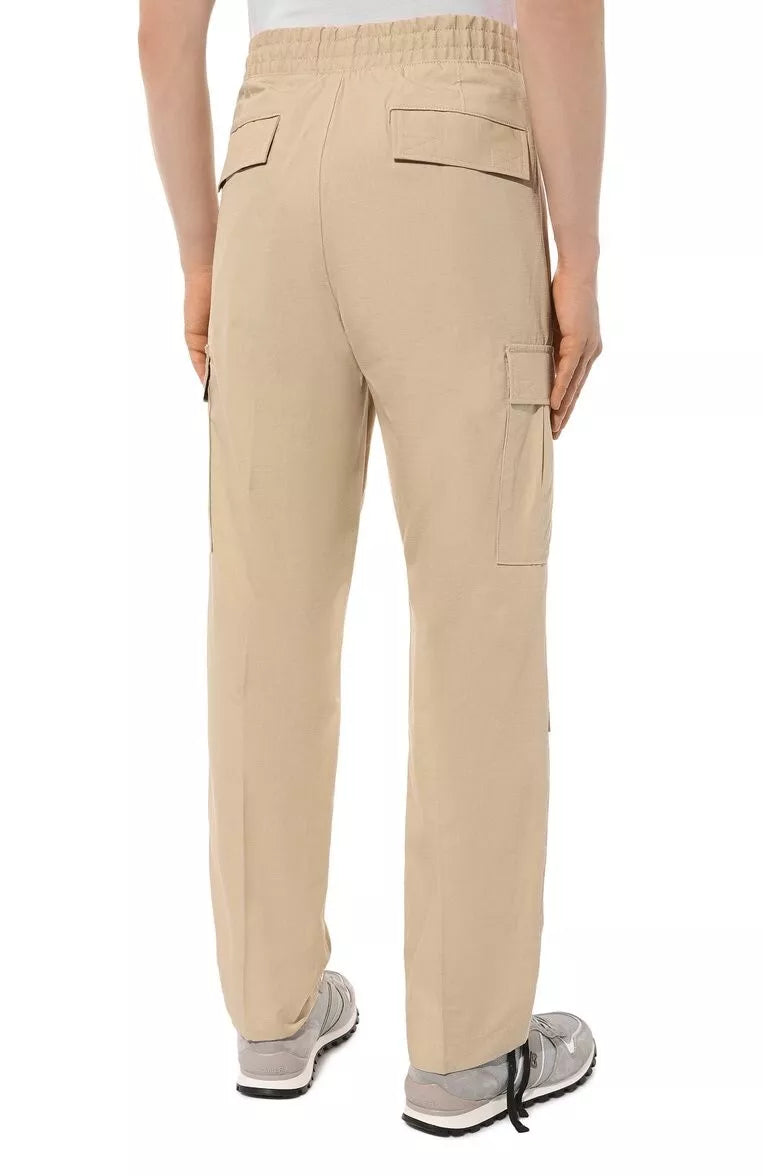 HUGO BOSS Cargo Pants in Structured Cotton Relaxed Fit Beige - Size M