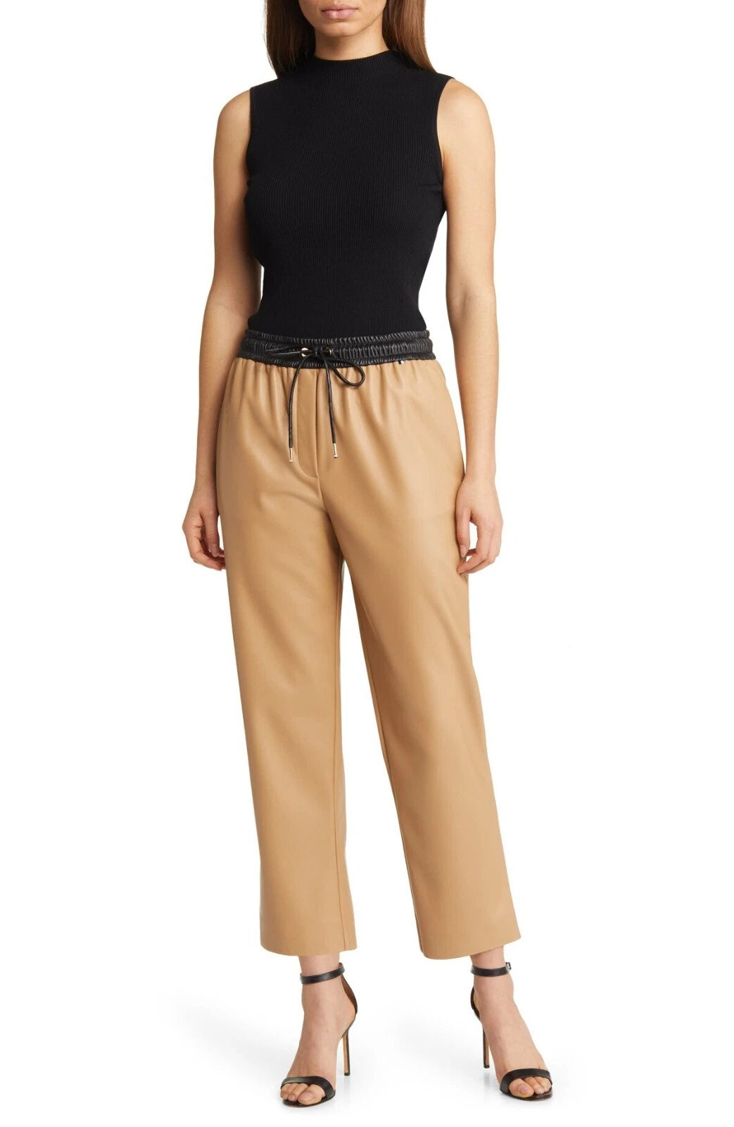 HUGO BOSS Tarona Faux Leather Drawstring Pants Iconic Camel - Size 4 /26