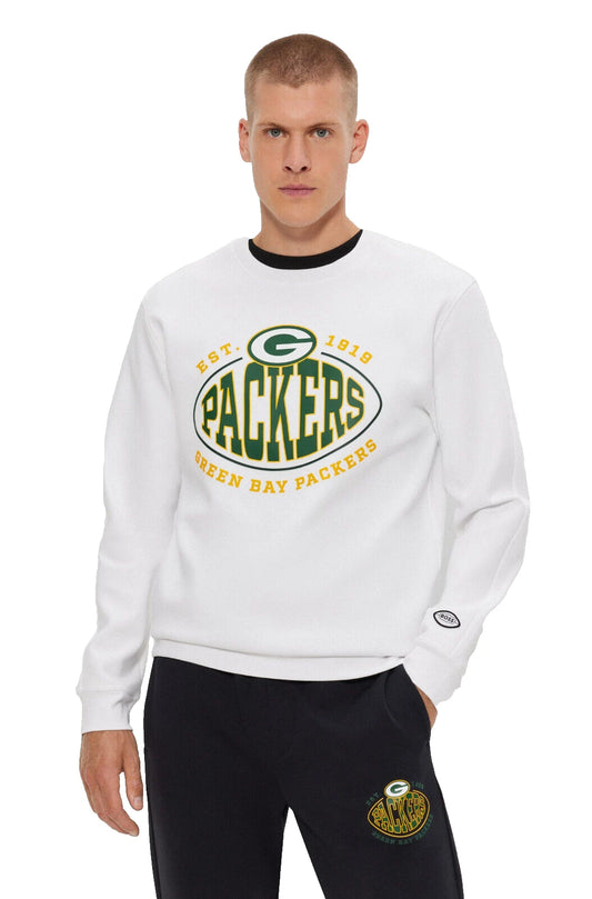 BOSS X NFL Green Bay Packers Crewneck Sweatshirt Regular Fit in White - Size L