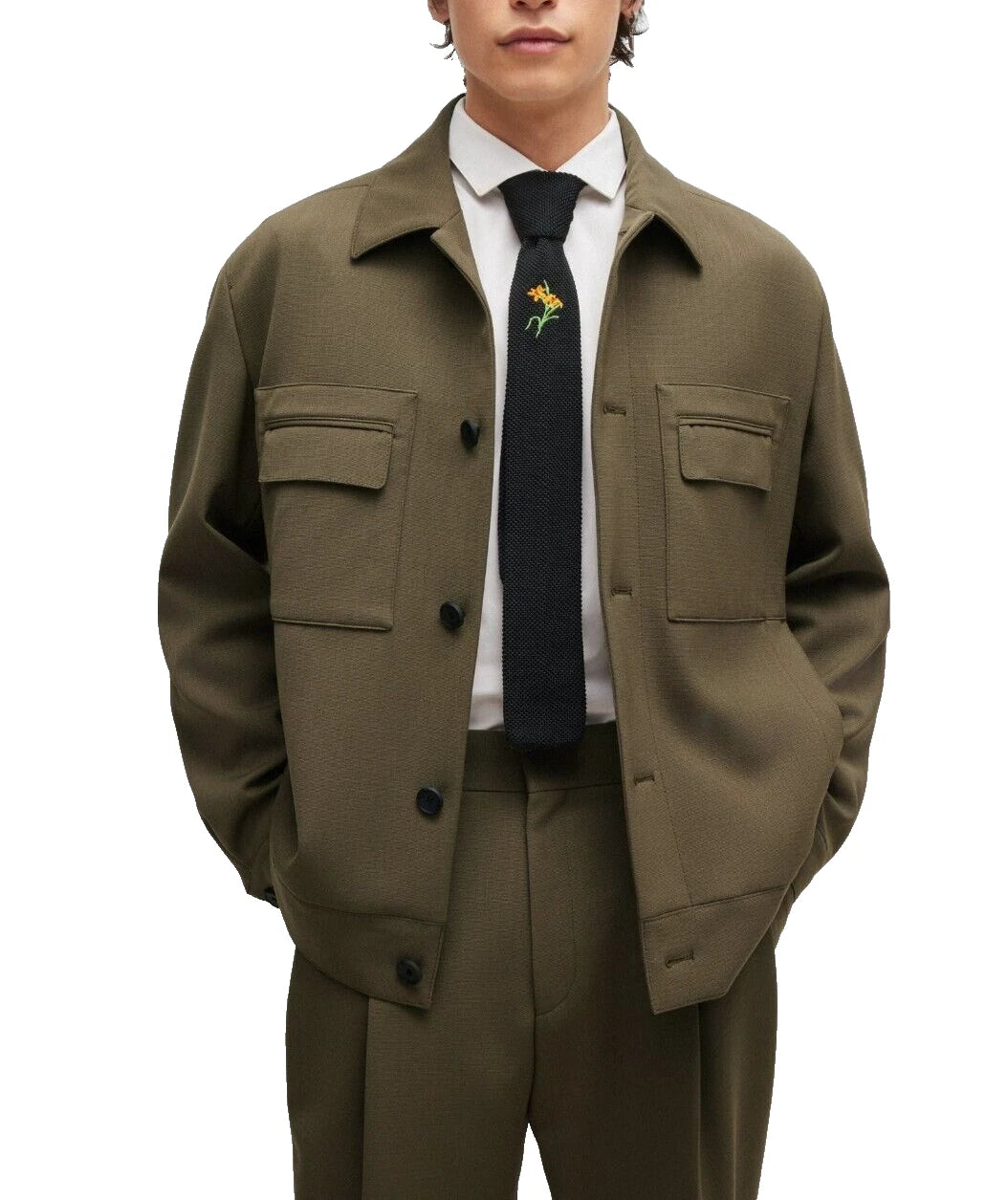 HUGO BOSS Wool Blend Jacket Performance Stretch Fabric Modern Fit - Size 38R