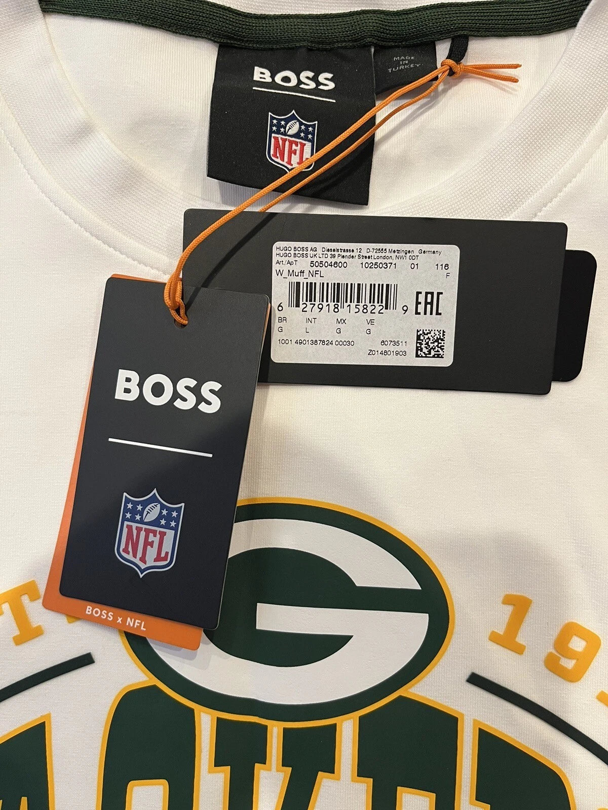BOSS X NFL Green Bay Packers Crewneck Sweatshirt Regular Fit in White - Size L